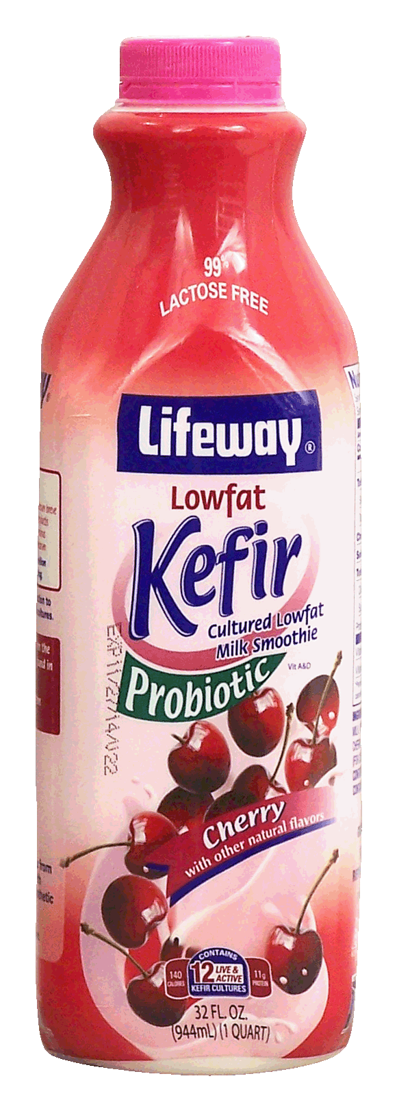 Lifeway Kefir  probiotic, cultured lowfat milk smoothie, 99% lactose free, cherry with other natural flavors Full-Size Picture